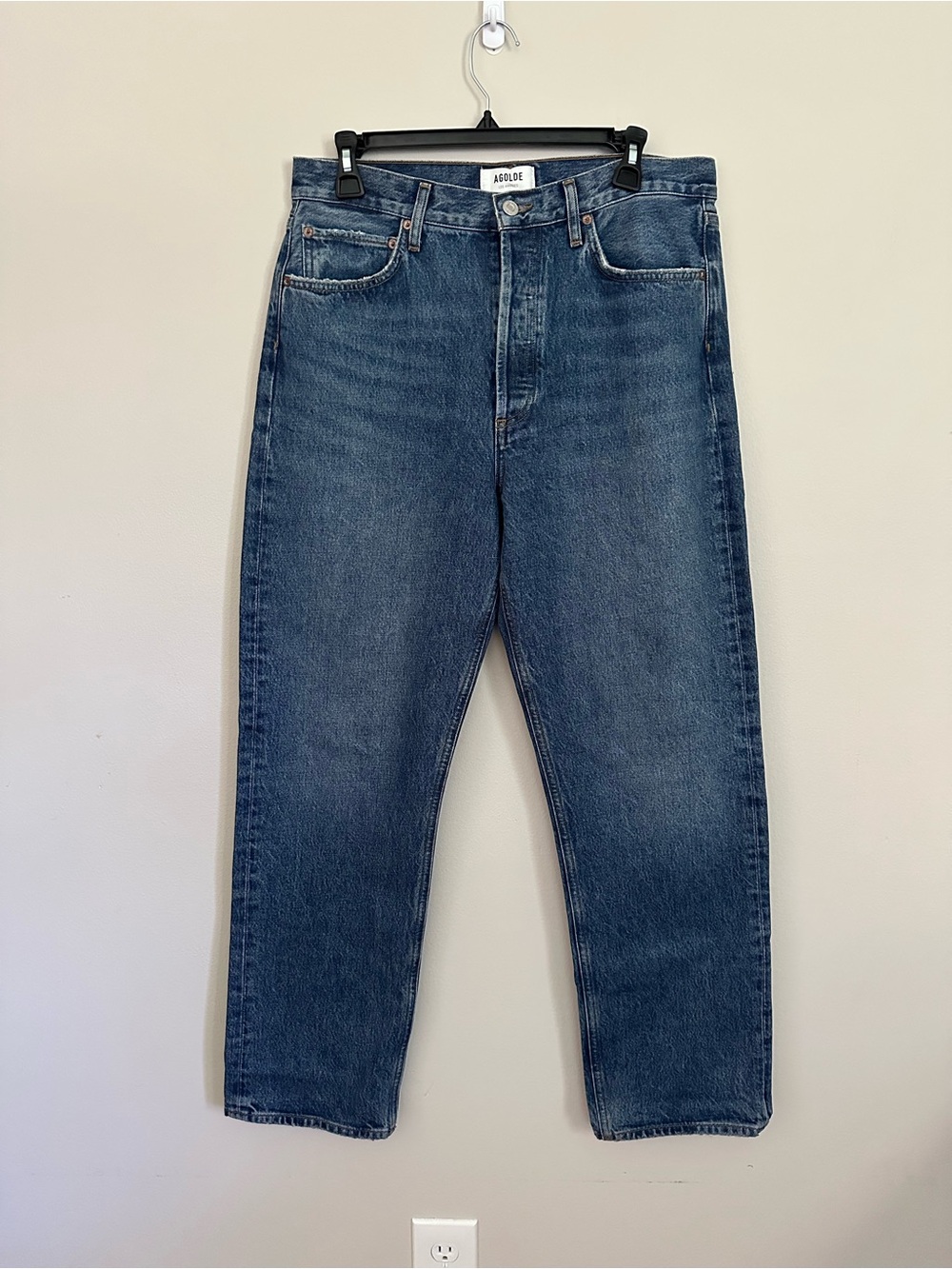NWOT AGOLDE 90s Straight Jean Mid Rise Size 29 Dark Indigo Quiet Luxury Premium - Picture 4 of 12